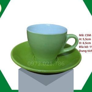 ly sứ cafe Cappuccino màu xanh lá cây